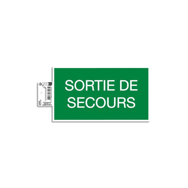 EXACOMPTA Panneau PVC adh&eacute;sif antid&eacute;rapant Issue de Secours 20x11 cm 67003E