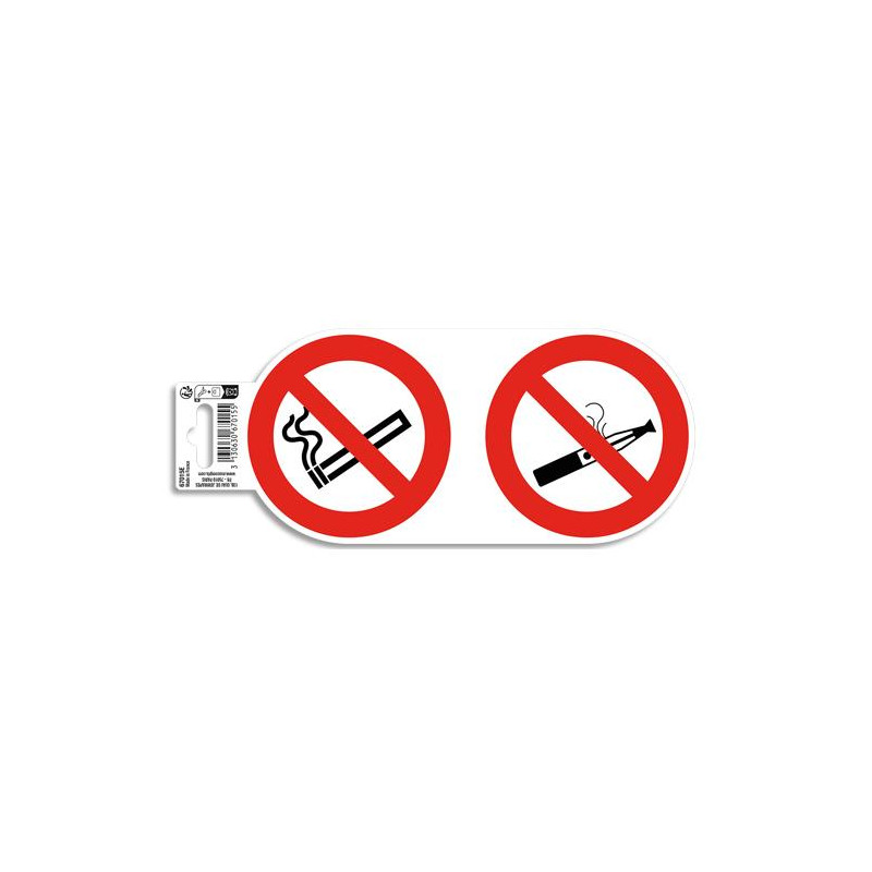 EXACOMPTA Panneau PVC adhésif antidérapant Interdit de vapoter et de fumer 10 cm 67015E
