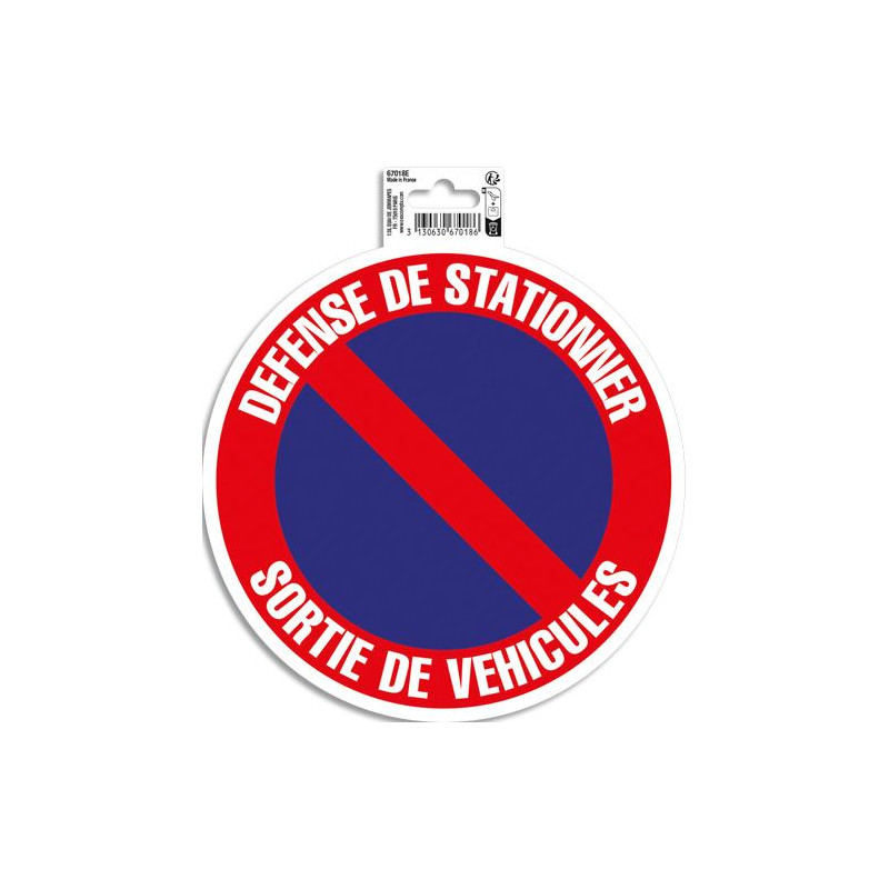 EXACOMPTA Panneau PVC adh&eacute;sif antid&eacute;rapant D&eacute;fense de stationner - sortie de v&eacute;hicules 20 cm 67018E