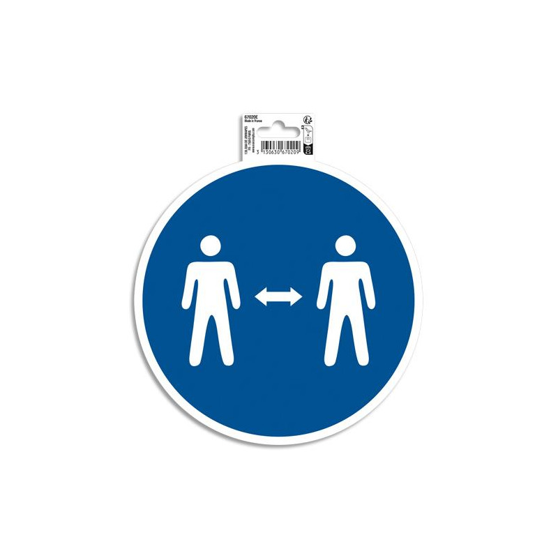 EXACOMPTA Panneau PVC adhésif antidérapant Gardez vos distances 20 cm 67020E