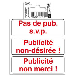 EXACOMPTA Panneau PVC adh&eacute;sif antid&eacute;rapant Publicit&eacute; interdite 10 cm 67040E