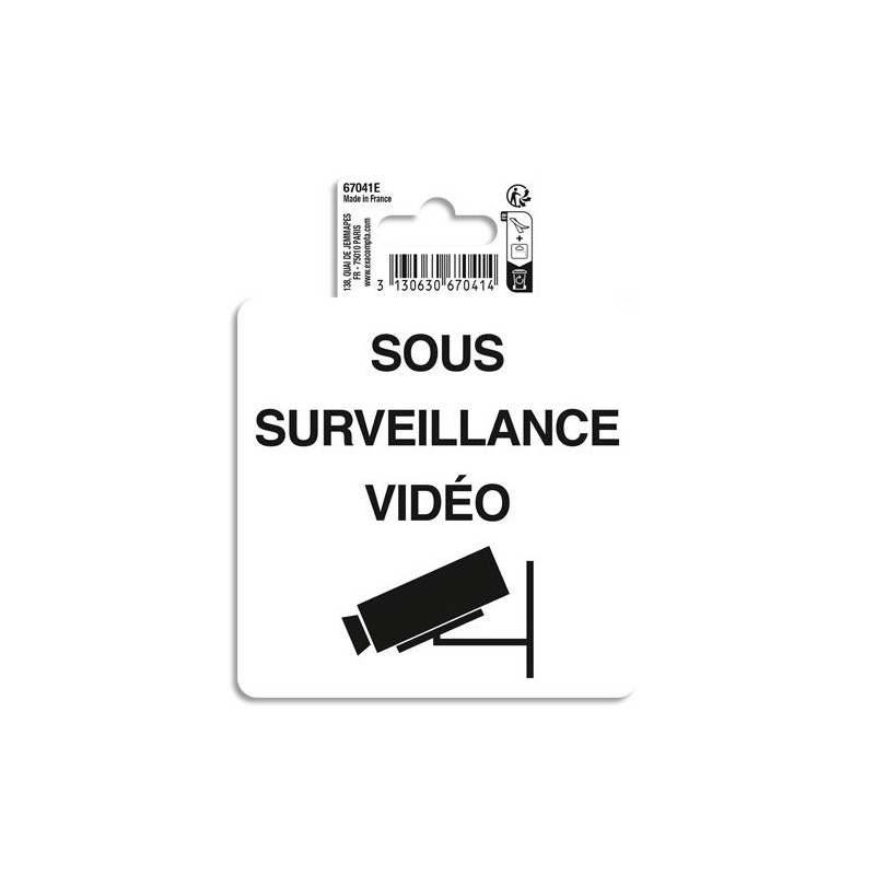 EXACOMPTA Panneau PVC adh&eacute;sif antid&eacute;rapant Surveillance video 10 cm 67041E