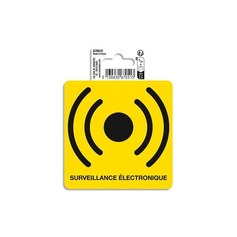 EXACOMPTA Panneau PVC adh&eacute;sif antid&eacute;rapant Surveillance Electronique 10x10 cm 67051E