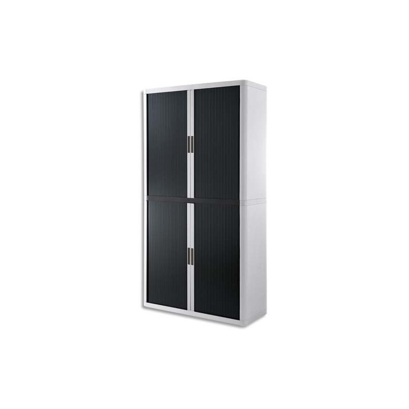 PAPERFLOW EasyOffice armoire démontable corps en PS teinté Blanc rideau Noir - Dim L110x H204x P41,5 cm