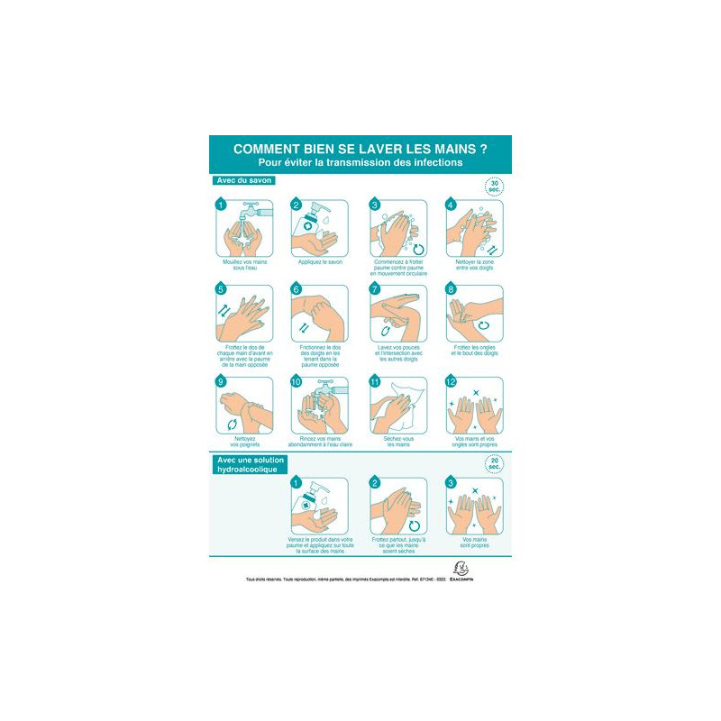 EXACOMPTA Affichage consignes comment bien se laver les mains 23x38 cm 67134E