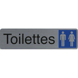 EXACOMPTA Plaque adh&eacute;sive imitation aluminium Toilettes dame &#47; homme 16,5X4,4 cm 67151E