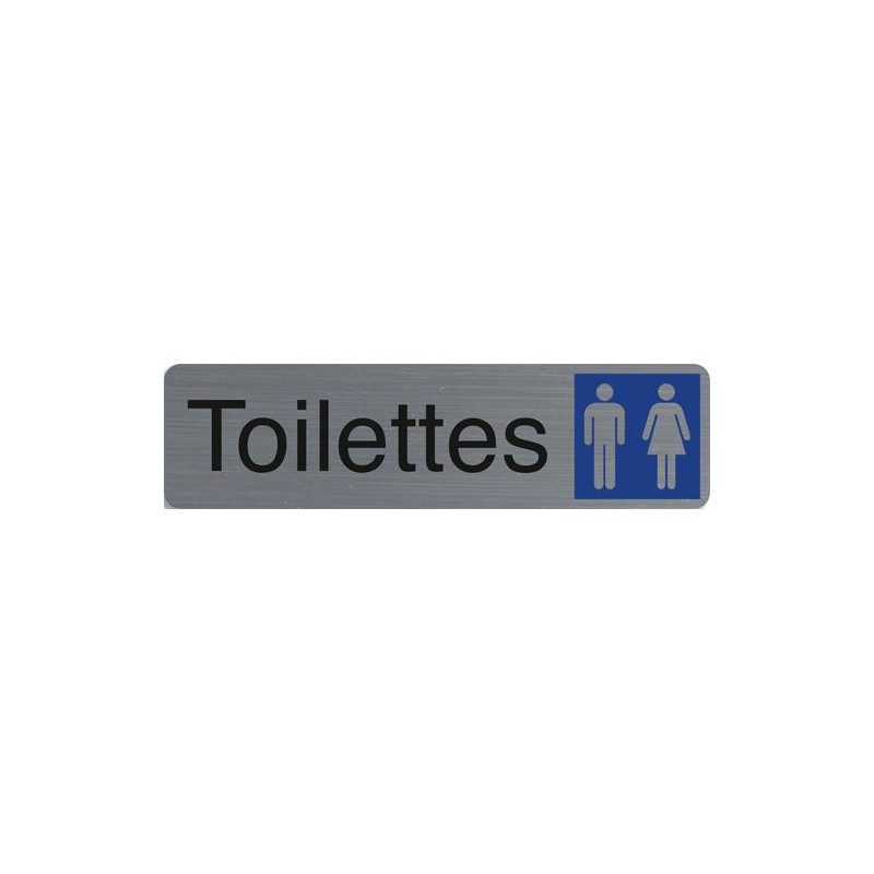 EXACOMPTA Plaque adh&eacute;sive imitation aluminium Toilettes dame &#47; homme 16,5X4,4 cm 67151E