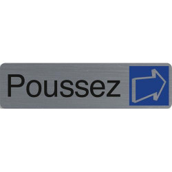 EXACOMPTA Plaque adh&eacute;sive imitation aluminium Poussez 16,5X4,4 cm 67155E