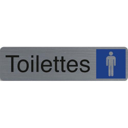 EXACOMPTA Plaque adh&eacute;sive imitation aluminiumToilettes homme 16,5X4,4 cm 67159E