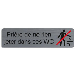 EXACOMPTA Plaque adh&eacute;sive imitation aluminium Pri&egrave;re de ne rien jeter dans ces wc 16,5X4,4 cm 67161E