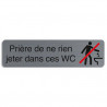 EXACOMPTA Plaque adh&eacute;sive imitation aluminium Pri&egrave;re de ne rien jeter dans ces wc 16,5X4,4 cm 67161E