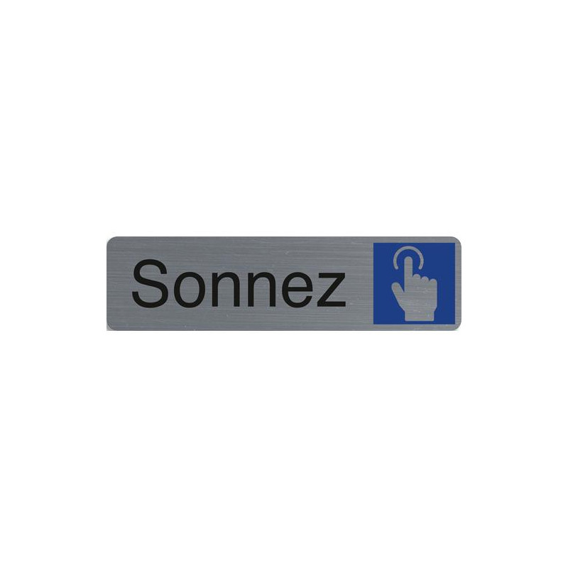 EXACOMPTA Plaque adhésive imitation aluminium Sonnez 16,5X4,4 cm 67162E