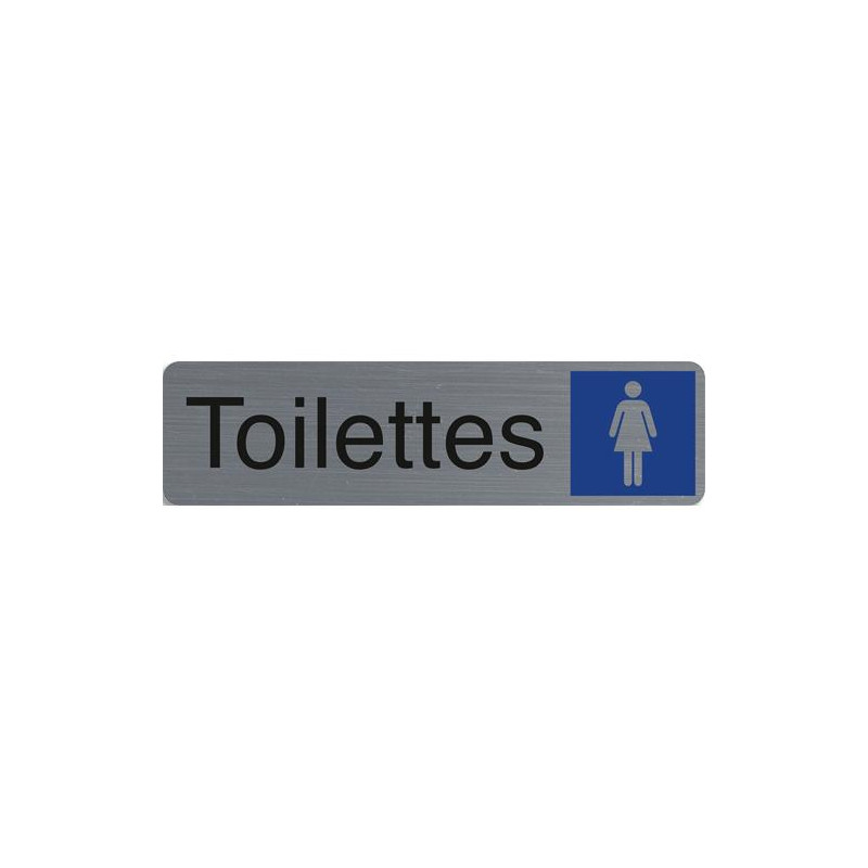 EXACOMPTA Plaque adh&eacute;sive imitation aluminium Toilettes dame 16,5X4,4 cm 67163E