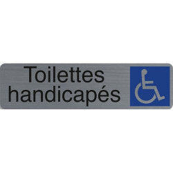 EXACOMPTA Plaque adh&eacute;sive imitation aluminium Toilettes handicap&eacute;s 16,5X4,4 cm 67164E