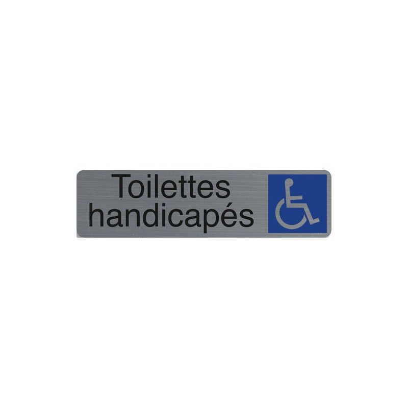 EXACOMPTA Plaque adh&eacute;sive imitation aluminium Toilettes handicap&eacute;s 16,5X4,4 cm 67164E