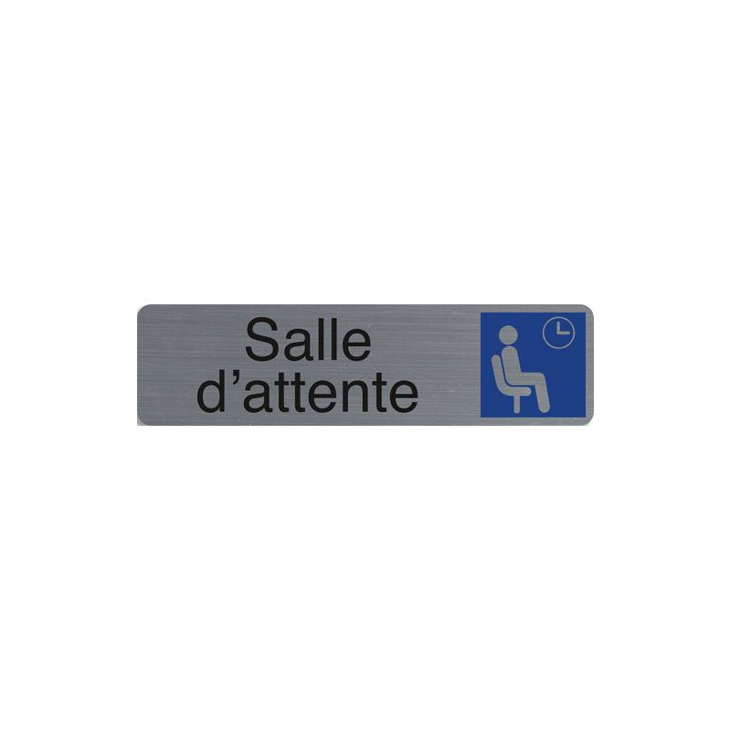 EXACOMPTA Plaque adh&eacute;sive imitation aluminium Salle d&#39;attente 16,5X4,4 cm 67167E