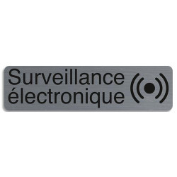 EXACOMPTA Plaque adh&eacute;sive imitation aluminium Surveillance &eacute;lectronique 16,5X4,4 cm 67170E