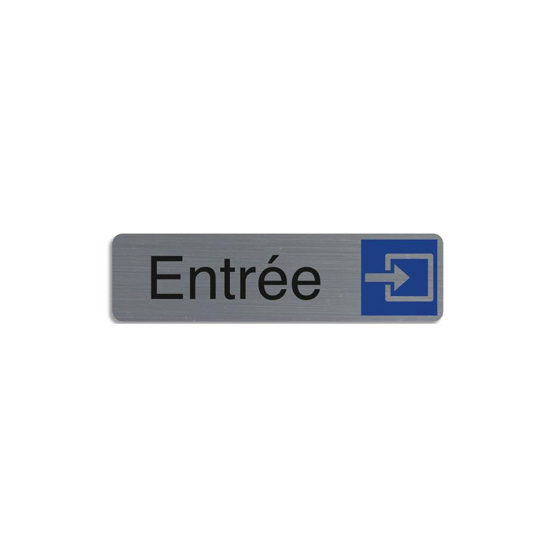 EXACOMPTA Plaque adh&eacute;sive imitation aluminium Entr&eacute;e 16,5X4,4 cm 67171E