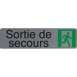 EXACOMPTA Plaque adh&eacute;sive imitation aluminium Sortie de secours 16,5X4,4 cm 67172E