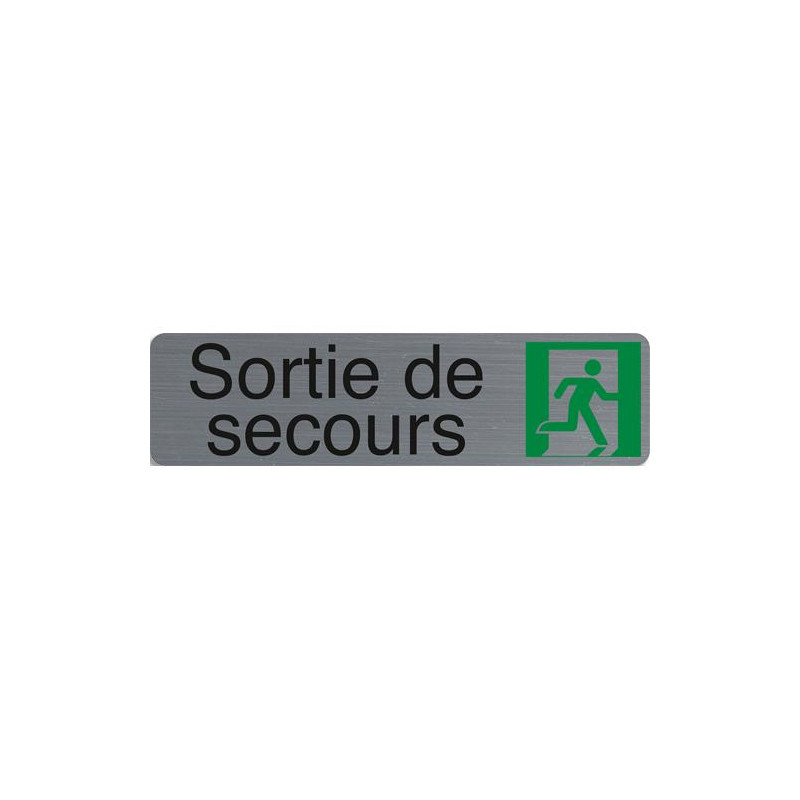 EXACOMPTA Plaque adh&eacute;sive imitation aluminium Sortie de secours 16,5X4,4 cm 67172E