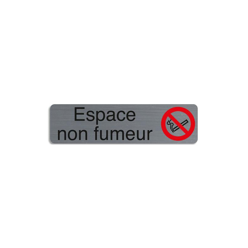 EXACOMPTA Plaque adh&eacute;sive imitation aluminium Espace non fumeurs 16,5X4,4 cm 67174E