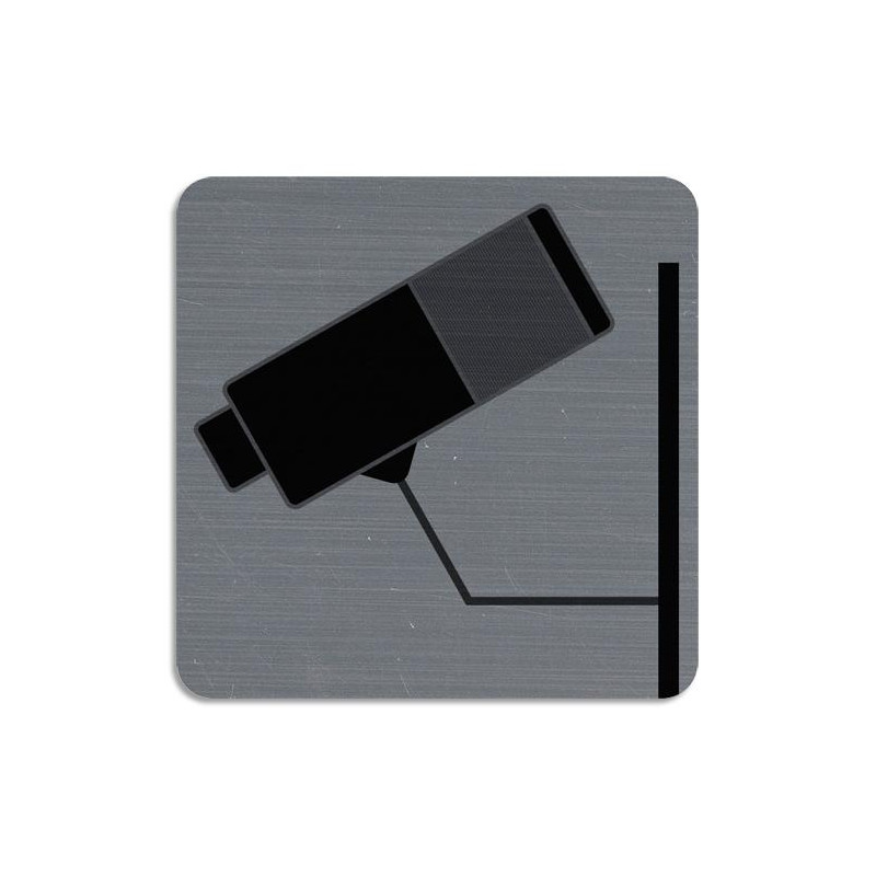 EXACOMPTA Plaque adh&eacute;sive imitation aluminium Surveillance cam&eacute;ra 7,5x7,5 cm 67180E