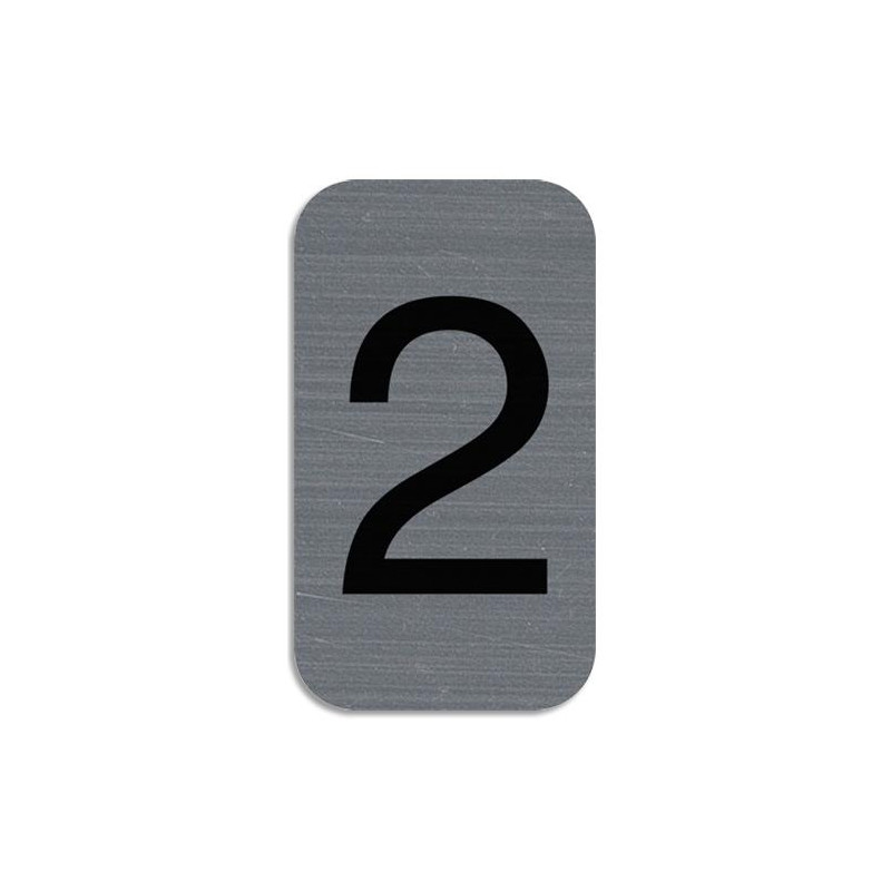 EXACOMPTA Plaque adh&eacute;sive imitation Aluminium Chiffre 2 2,5x4,4 cm 67182E