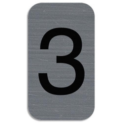 EXACOMPTA Plaque adh&eacute;sive imitation Aluminium Chiffre 3 2,5x4,4 cm 67183E