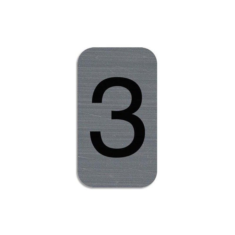 EXACOMPTA Plaque adhésive imitation Aluminium Chiffre 3 2,5x4,4 cm 67183E