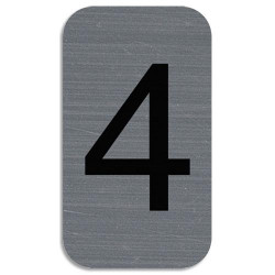 EXACOMPTA Plaque adh&eacute;sive imitation Aluminium Chiffre 4 2,5x4,4 cm 67184E