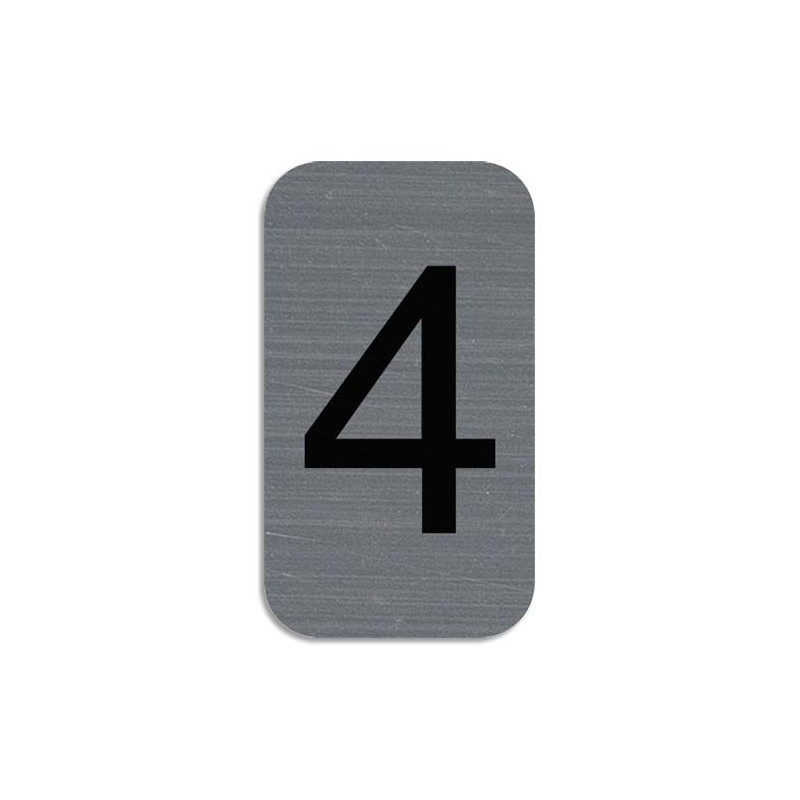 EXACOMPTA Plaque adh&eacute;sive imitation Aluminium Chiffre 4 2,5x4,4 cm 67184E