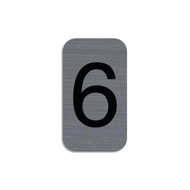 EXACOMPTA Plaque adh&eacute;sive imitation Aluminium Chiffre 6 2,5x4,4 cm 67186E