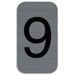 EXACOMPTA Plaque adh&eacute;sive imitation Aluminium Chiffre 9 2,5x4,4 cm 67189E