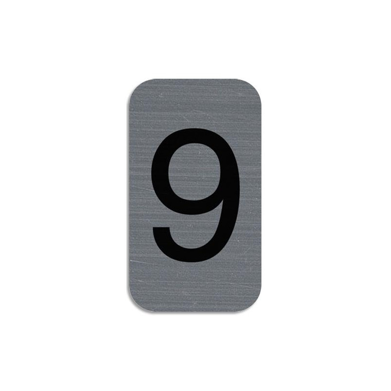EXACOMPTA Plaque adhésive imitation Aluminium Chiffre 9 2,5x4,4 cm 67189E