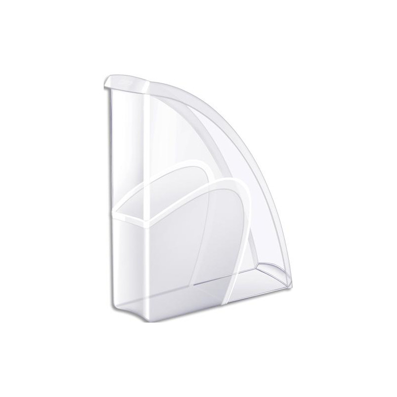 CEP Porte-revues CepPro polystyrène 100% recyclable. Dim (hxp): 31x27 cm. Dos 8,5 cm. Cristal