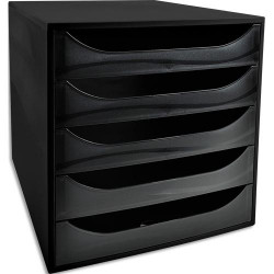 Module de classement Ecobox+ Ecoblack 5 tiroirs. Dimensions (lxhxp) : 28,4 x 29 x 34,8 cm. Coloris Noir