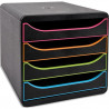 EXACOMPTA Module de classement Big Box 4 tiroirs. Dim (l x h x p): 27,8x26,7x34,7 cm. Noir/Arlequin/Noir