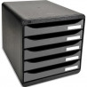 EXACOMPTA Module de classement Big Box + 5 tiroirs Metallic Dim (lxhxp) : 27,8x27,1x34,7 cm. Noir/Argent
