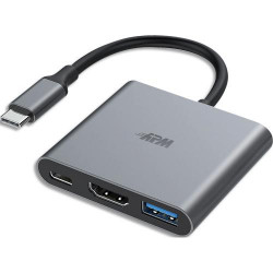 APM Hub USB-C (3.1) 3 ports, HDMI 1.4 &#47; USB-C &#47; USB-A, 4k, metal, gris