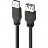 APM Rallonge USB 3.0, USB-A / USB-A, m&acirc;le/femelle, noir, 3m