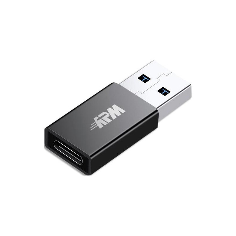 APM Adaptateur USB-A &#47; USB-C, USB 3.0, m&acirc;le &#47; femelle, metal, noir