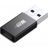 APM Adaptateur USB-A / USB-C, USB 3.0, m&acirc;le / femelle, metal, noir