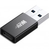 APM Adaptateur USB-A &#47; USB-C, USB 3.0, m&acirc;le &#47; femelle, metal, noir