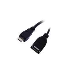 APM Adaptateur micro-USB &#47; USB-A, USB 2.0 OTG, m&acirc;le &#47; femelle, noir, 12cm