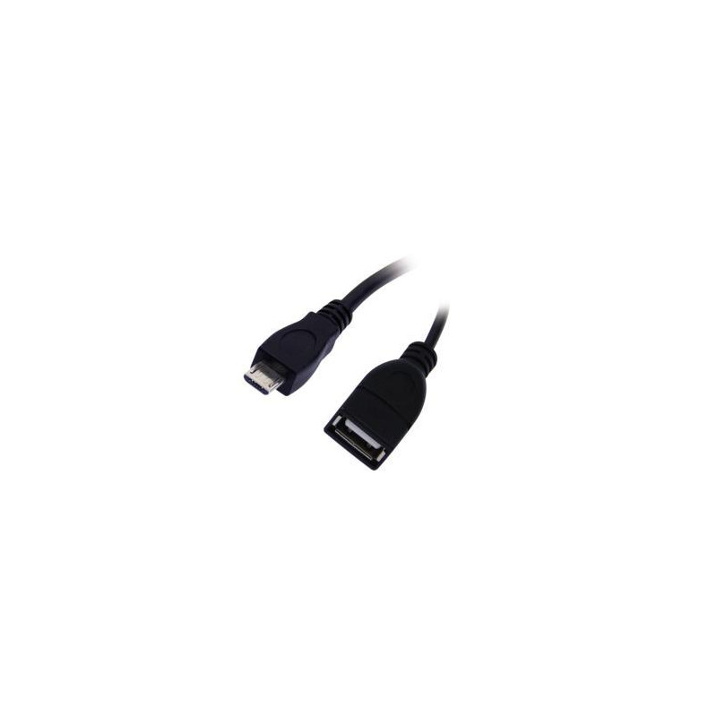 APM Adaptateur micro-USB &#47; USB-A, USB 2.0 OTG, m&acirc;le &#47; femelle, noir, 12cm