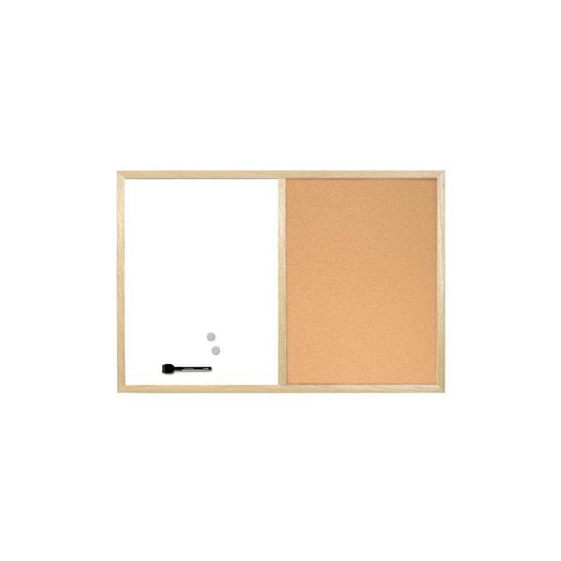BI-OFFICE Tableau d'affichage en liège et blanc magnétique effaçable à sec 90x60cm MX07106010-9