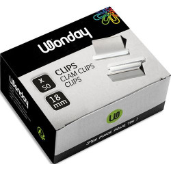 WONDAY Bo&icirc;te de 50 Pinces &agrave; Clips en m&eacute;tal 18 mm