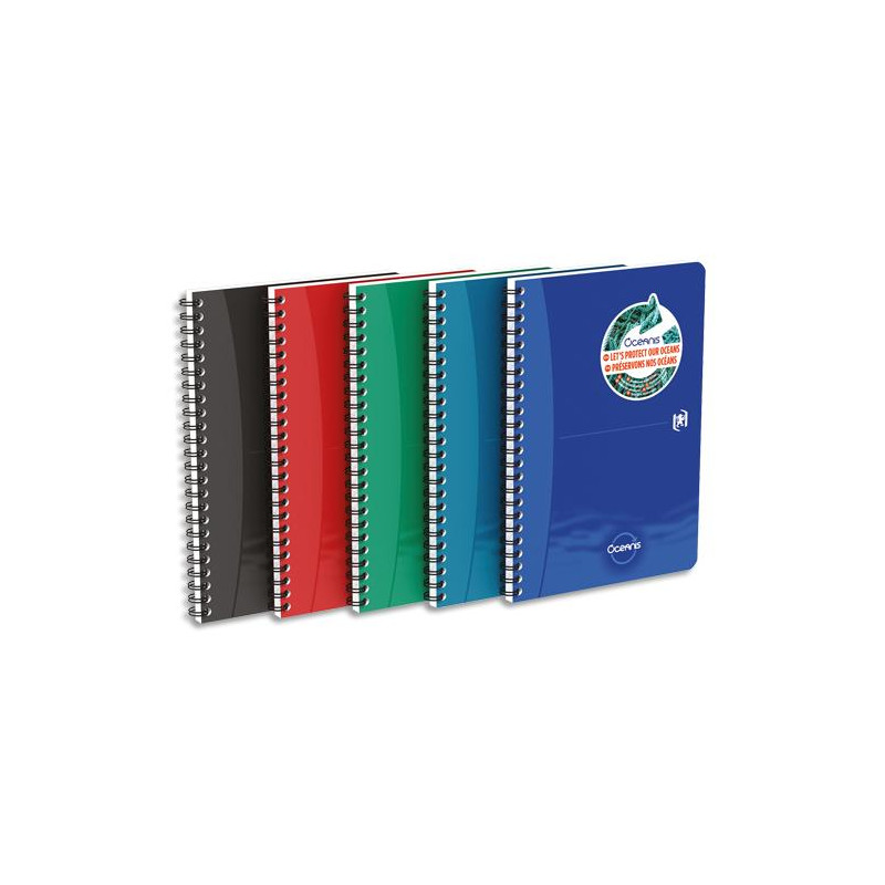 OXFORD Cahier polypropylène spirale OCEANIS 21x29,7cm A4 180 pages ligné 7mm. Coloris assortis