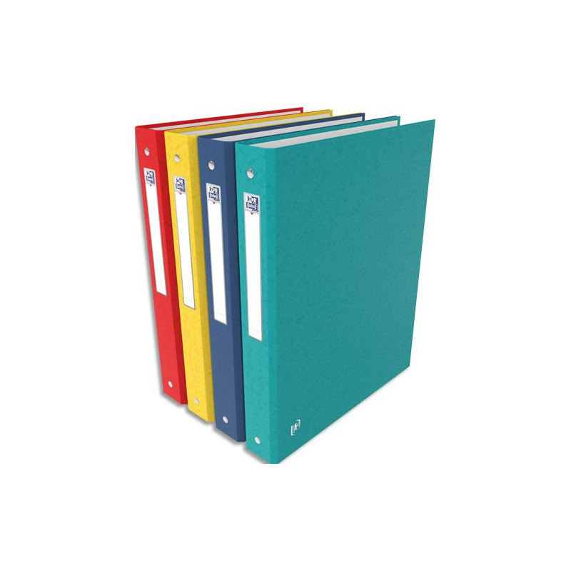 OXFORD Classeur 4 anneaux TopFile+ rembord&eacute; carte, format A4. Dos 4 cm. Coloris assortis