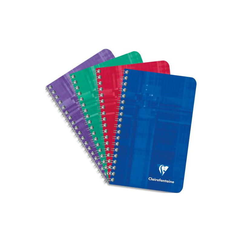 CLAIREFONTAINE Carnet spirale METRIC 100 pages 14,8x21cm 5x5. Couverture carte. Coloris assortis